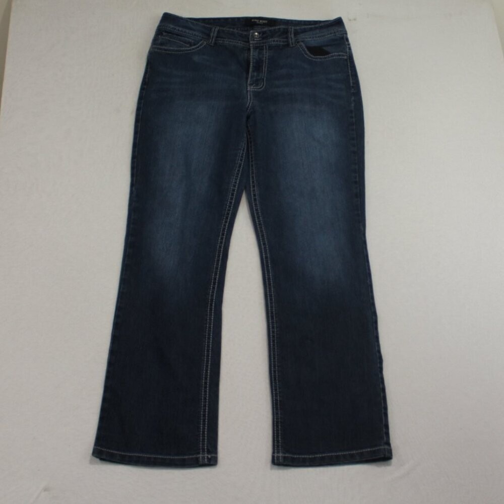 Nine West Jeans Women 14 Blue Excellent Straight High Rise Embellished Bling